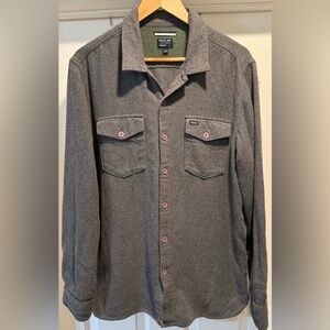 RVCA Men’s L Heavyweight Gray Button Down Shirt Jacket Soft Knit Mauve Buttons